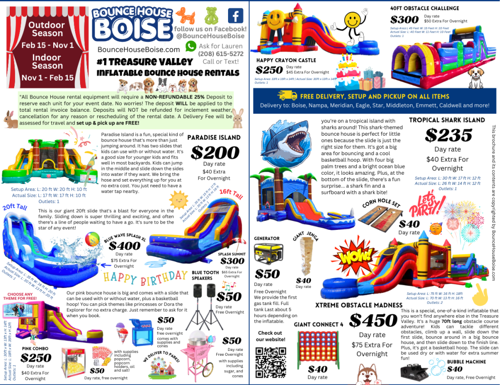 Bounce House Boise Brochure Page 1