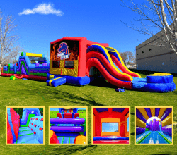 70ft Xtreme Boise State Bounce & Slide Obstacle Madness