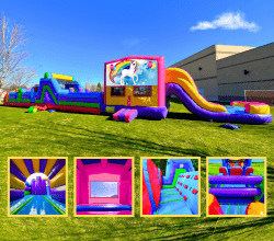 70ft Xtreme P Unicorn Bounce & Slide Obstacle Madness